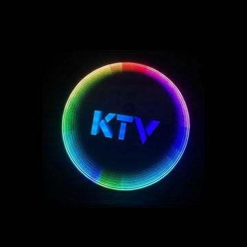Round Infinity Mirror LED Wall Art – Rainbow Gradient 3D Tunnel Light with KTV Logo, Colorful Ambient Decor for Bars & Clubs