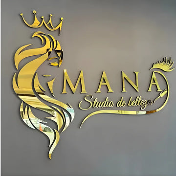 Custom Gold Mirror 3D Beauty Salon Logo Sign for Spas, Hair Salons and Reception Walls