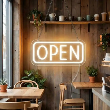 Custom LED Open Neon Sign for Storefront Windows, Cafes, Restaurants and Retail Shops