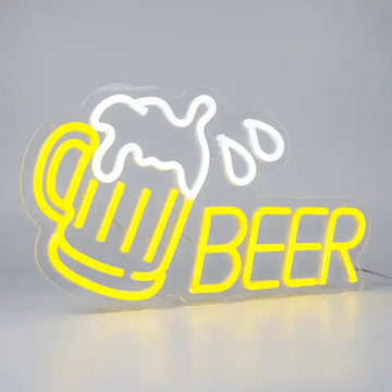 Custom Beer LED Neon Sign with Clear Acrylic Backing for Bars, Sports Bars, Restaurants and Beer Shops