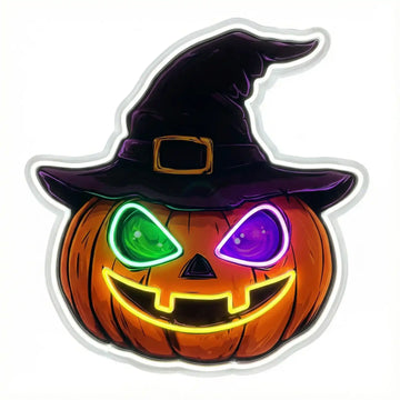 Wholesale Custom Halloween Pumpkin Witch LED Neon Sign with UV Printed Acrylic Backing for Haunted Houses, Retail Stores, Bars, Restaurants and Seasonal Wall Decor