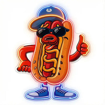 Custom Hot Dog LED Neon Sign with Clear Acrylic Backing for Fast Food Shops, Restaurants and Food Trucks