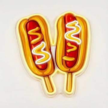 Custom Corn Dog LED Neon Sign with Clear Acrylic Backing for Fast Food Shops, Restaurants and Snack Bars
