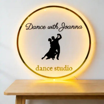 Custom Dance Studio Backlit Acrylic Sign with Round Logo Design for Dance Schools, Fitness Studios and Art Spaces