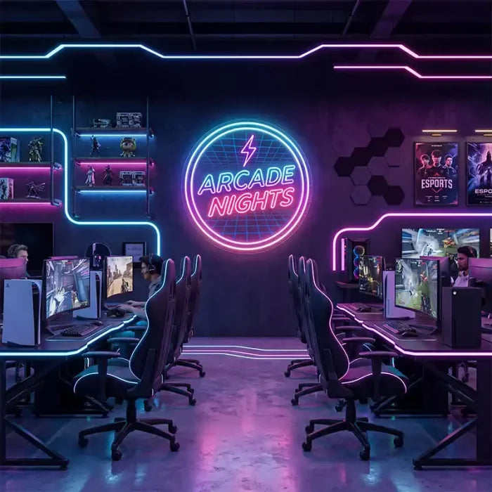 Custom Arcade Neon Sign | “Arcade Nights” LED Game Room Sign with Retro Gaming Style for Arcade, Game Room & Entertainment Spaces
