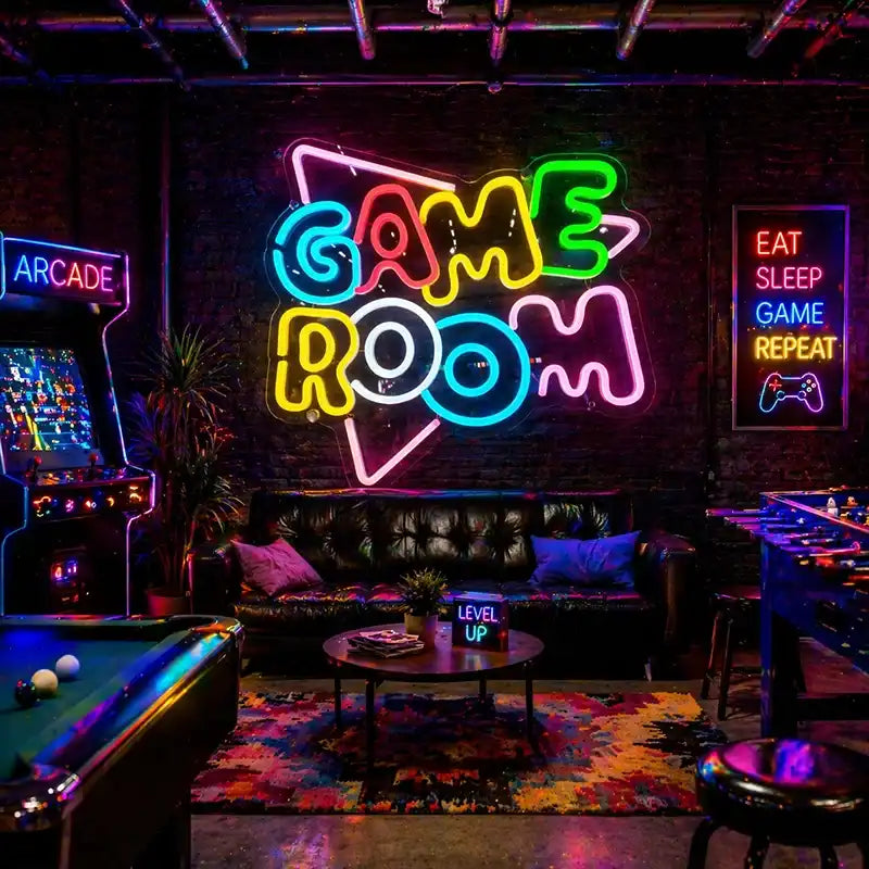 Custom Game Room LED Neon Sign, Colorful Gaming Wall Decor Neon Light for Arcade Room, Playroom, Man Cave, Teen Gamer Room, Wholesale LED Neon Sign Manufacturer