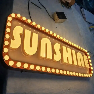 Custom Light Bulb Marquee Sign with 3D Letters for Storefronts, Events and Commercial Displays
