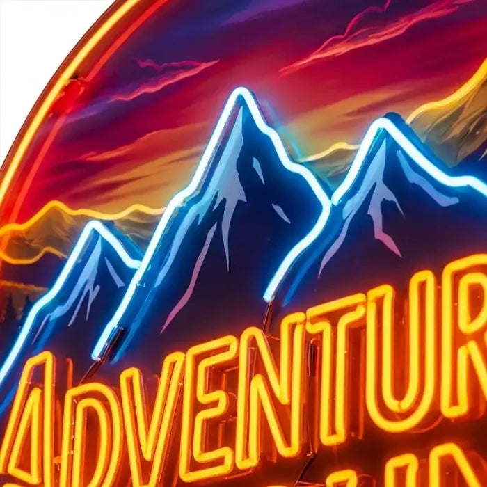 Custom Adventure LED Neon Sign | Mountain Logo Neon Light for Outdoor Store, Camping Shop & Brand Wall Decor