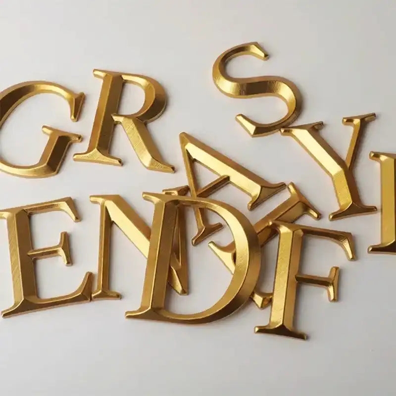 Custom Beveled Gold 3D Letters for Office Walls, Hotels, Storefronts and Commercial Signage