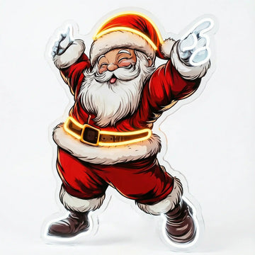 Wholesale Custom Dancing Santa Claus LED Neon Sign with UV Printed Acrylic Backing for Christmas Decor, Retail Stores, Restaurants, Hotels and Holiday Wall Display