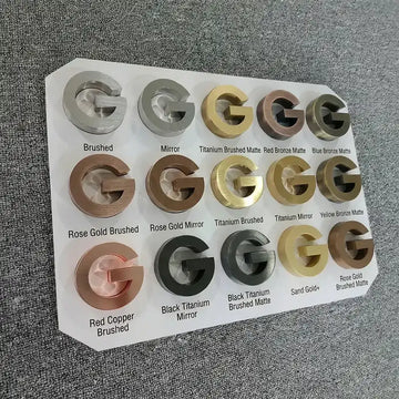 Custom Electroplated Metal 3D Letters with Brushed, Mirror, Gold, Rose Gold and Black Titanium Finishes