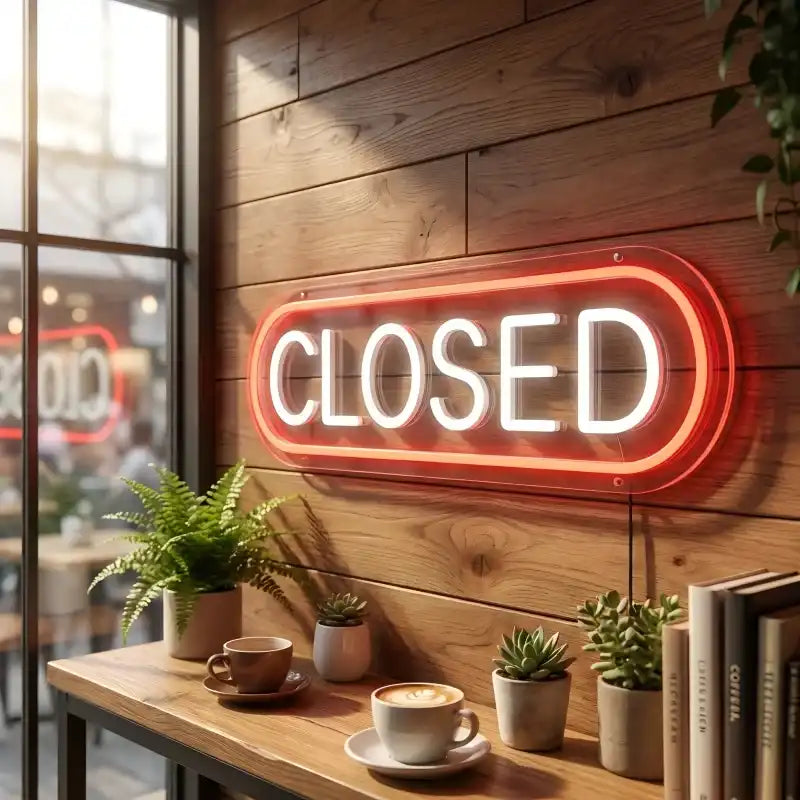 Custom LED Closed Neon Sign for Storefronts, Cafes, Restaurants and Retail Shops