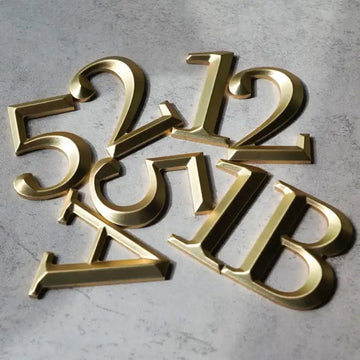 Custom Beveled Gold 3D House Numbers and Letters for Homes, Hotels and Commercial Doors