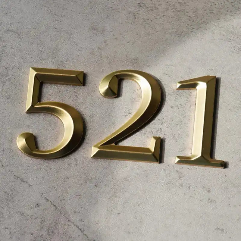 Custom Beveled Gold 3D House Numbers and Letters for Homes, Hotels and Commercial Doors