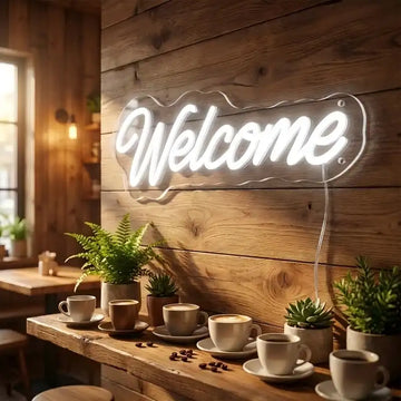 Custom Welcome LED Neon Sign for Homes, Cafes, Hotels, Reception Areas and Commercial Spaces