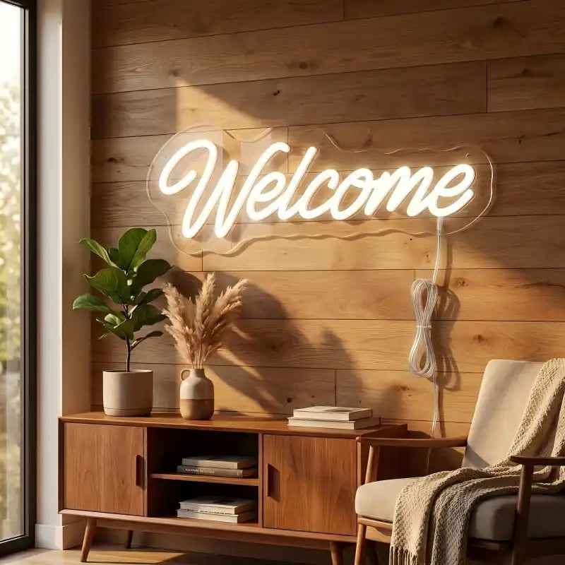 Custom Welcome LED Neon Sign for Homes, Cafes, Hotels, Reception Areas and Commercial Spaces