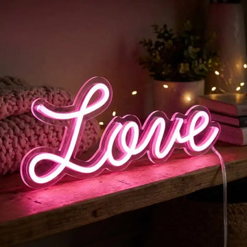 Custom Love LED Neon Sign with Clear Acrylic Backing for Bedroom, Wedding, Home Decor and Event Display