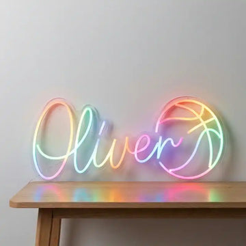 Wholesale Custom Name Basketball LED Neon Sign with Clear Acrylic Backing for Sports Rooms, Basketball Fans, Kids Rooms and Gift Decor