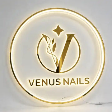 Custom Nail Salon Logo Acrylic Backlit Sign with Round Clear Acrylic Design for Nail Salons, Beauty Studios and Spas