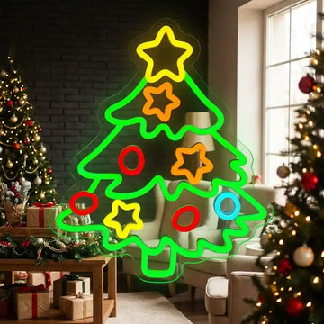 Custom Christmas Tree LED Neon Sign with Clear Acrylic Backing for Holiday Decor, Christmas Parties and Retail Displays