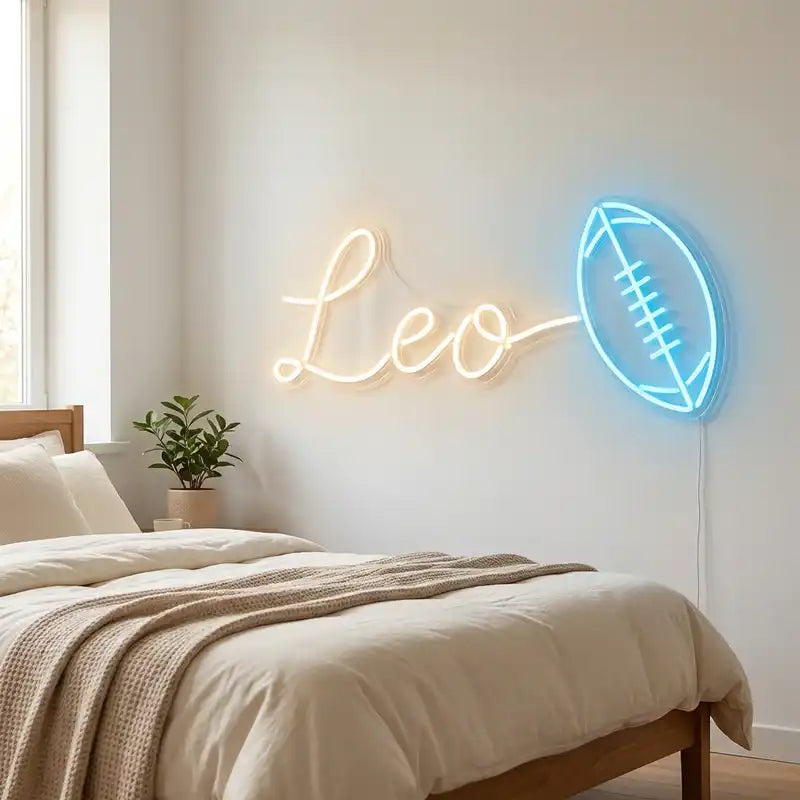 Wholesale Custom Name Football LED Neon Sign “Leo”, Personalized Kids Room Sports Neon Light, American Football Acrylic LED Neon Name Wall Decor Gift