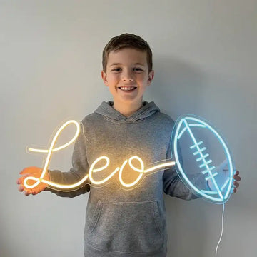 Wholesale Custom Name Football LED Neon Sign “Leo”, Personalized Kids Room Sports Neon Light, American Football Acrylic LED Neon Name Wall Decor Gift