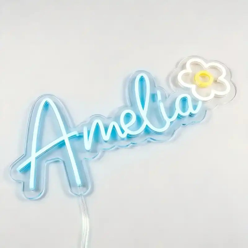 Wholesale Custom Name Flower LED Neon Sign with Clear Acrylic Backing for Kids Rooms, Bedrooms, Nurseries, Gift Shops and Personalized Wall Decor