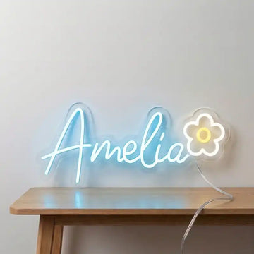 Wholesale Custom Name Flower LED Neon Sign with Clear Acrylic Backing for Kids Rooms, Bedrooms, Nurseries, Gift Shops and Personalized Wall Decor