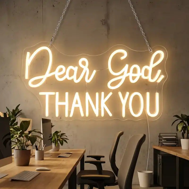 Custom LED Neon Sign Dear God Thank You Acrylic Backlit Religious Prayer Wall Decor for Home Church Gift and Faith Decoration