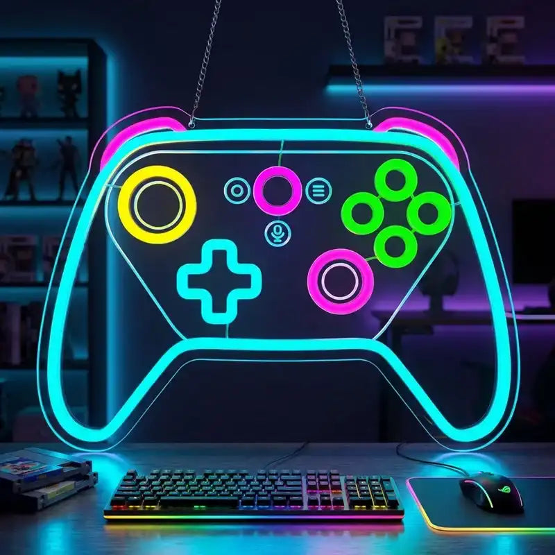 Custom Gaming Controller LED Neon Sign, RGB Gamepad Neon Light Wall Decor for Game Room, Esports Setup, Bedroom and Streaming Studio