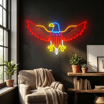 American Eagle LED Neon Sign for Wall Decor | Acrylic Light for Game Room, Bar & Patriotic Home Space
