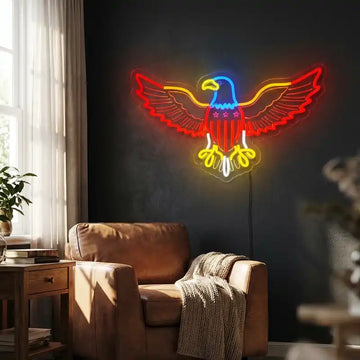 Custom American Eagle LED Neon Sign with Clear Acrylic Backing for Sports Bars, Game Rooms, Man Caves and Patriotic Wall Decor