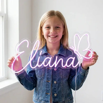 Wholesale Custom Name Butterfly LED Neon Sign for Kids Room, Girls Bedroom, Nursery Wall Decor Personalized Acrylic LED Light Gift Sign