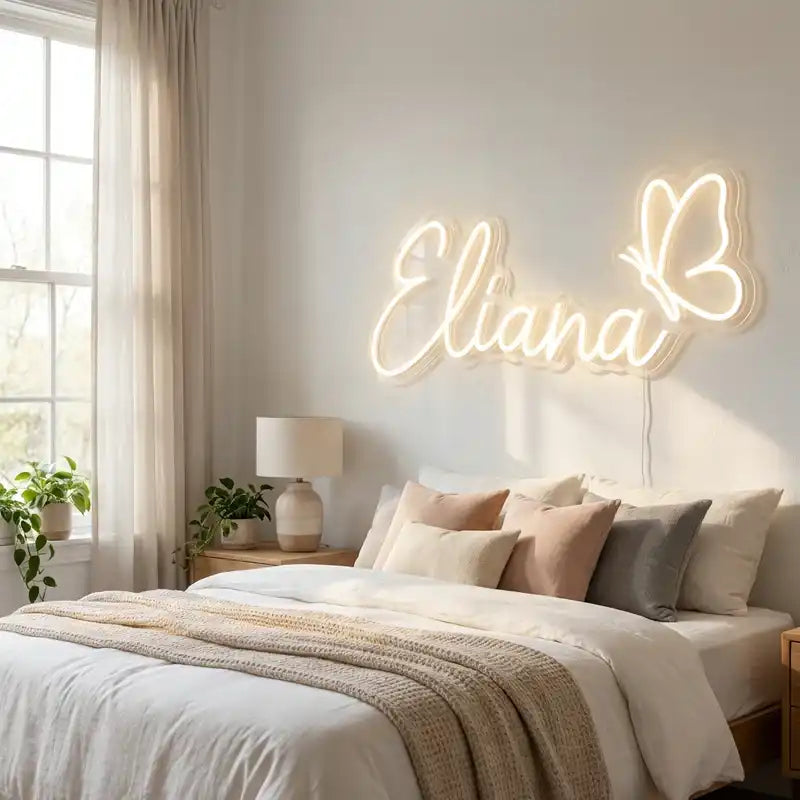 Wholesale Custom Name Butterfly LED Neon Sign for Kids Room, Girls Bedroom, Nursery Wall Decor Personalized Acrylic LED Light Gift Sign
