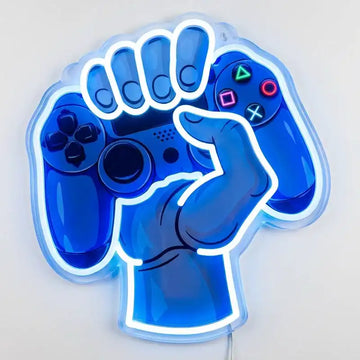 Wholesale Custom Gaming Controller Fist LED Neon Sign with Clear Acrylic Backing for Game Rooms, Esports Arenas, Arcades and Streaming Studios