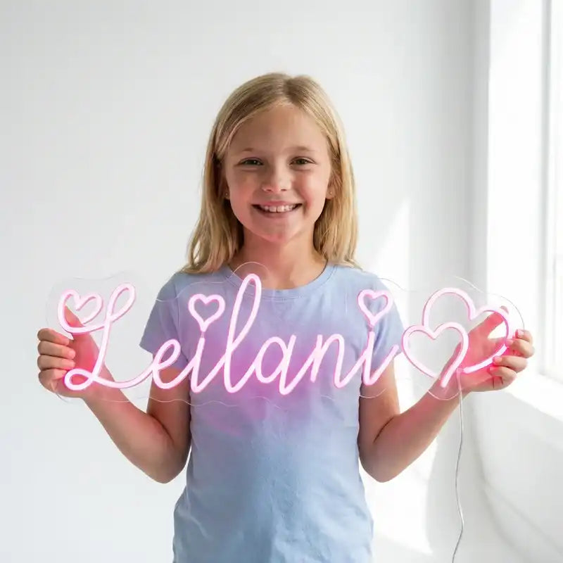 Wholesale Custom Name Heart LED Neon Sign, Personalized Girls Room LED Neon Light, Kids Bedroom Wall Decor Acrylic Neon Name Sign Gift