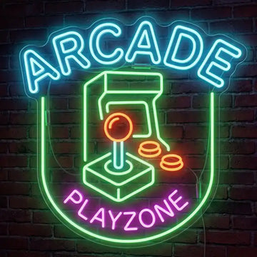 Wholesale Custom Arcade Playzone LED Neon Sign with Clear Acrylic Backing for Game Rooms, Arcades, Gaming Cafes and Entertainment Centers