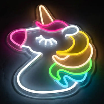 Custom Unicorn LED Neon Sign with Clear Acrylic Backing for Kids Rooms, Bedrooms, Nurseries and Party Decor