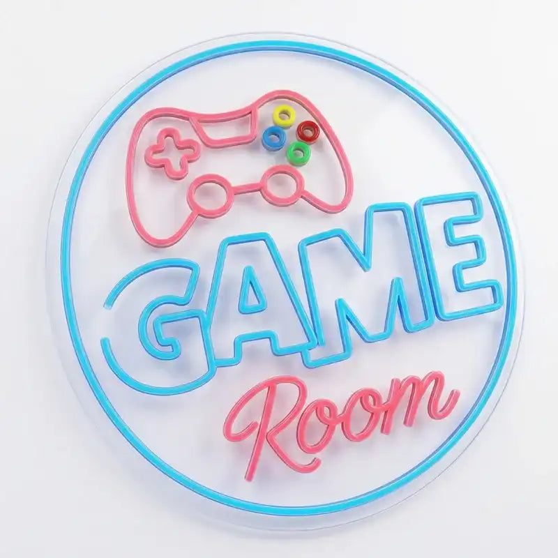 Wholesale Custom Game Room LED Neon Sign with Round Clear Acrylic Backing for Gaming Rooms, Arcades, Esports Lounges and Entertainment Spaces