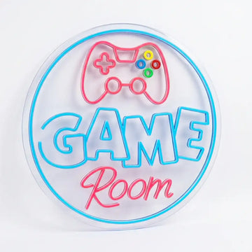 Wholesale Custom Game Room LED Neon Sign with Round Clear Acrylic Backing for Gaming Rooms, Arcades, Esports Lounges and Entertainment Spaces
