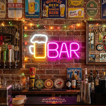 Custom Beer Mug Bar LED Neon Sign with Clear Acrylic Backing for Bars, Pubs, Sports Bars and Home Bars