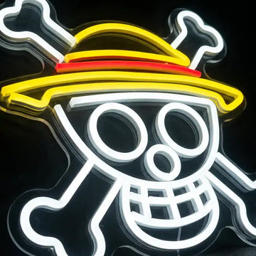 Custom Pirate Skull LED Neon Sign with Clear Acrylic Backing for Game Rooms, Bars, Man Caves and Party Decor