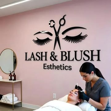 Custom Black 3D Salon Logo Sign for Lash Studios, Beauty Salons, Spas and Reception Walls